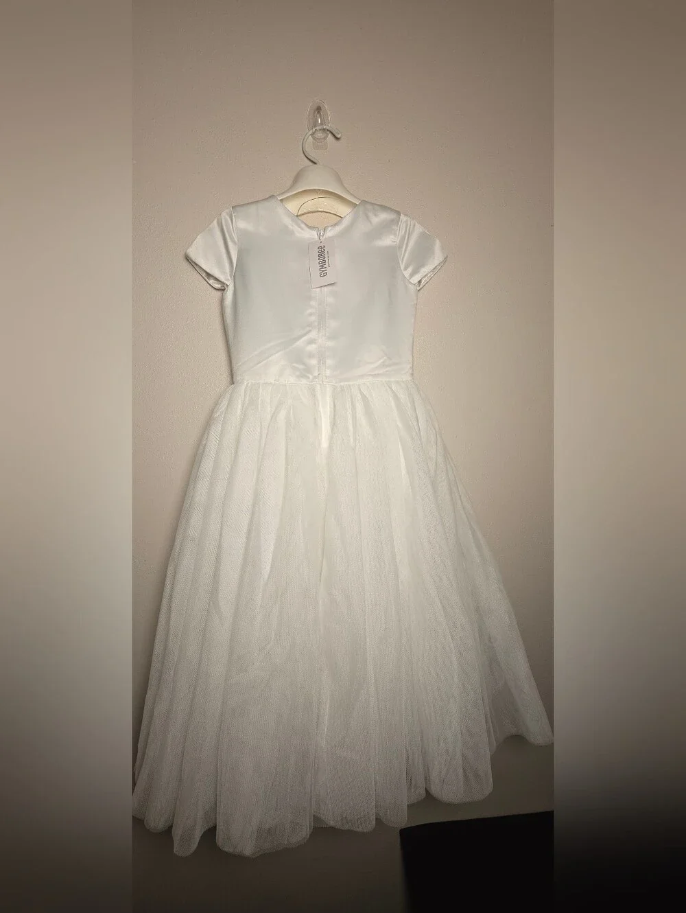 Gymboree White Satin & Tulle Dress with Waist Bow